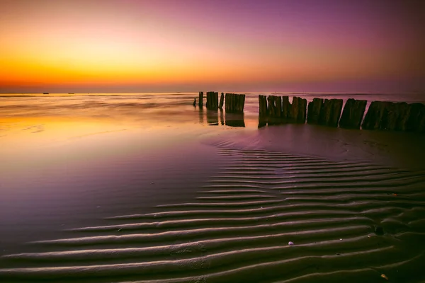 Una Hermosa Puesta Sol Mar Larnaca Chipre — Foto de Stock