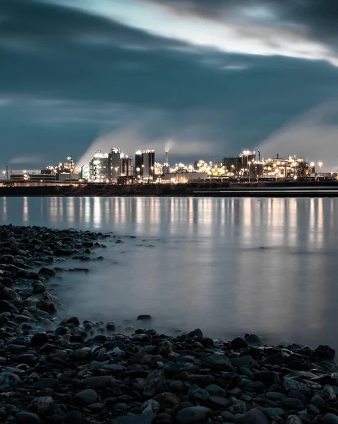 Skyline Illuminated Modern City Night — Stock fotografie