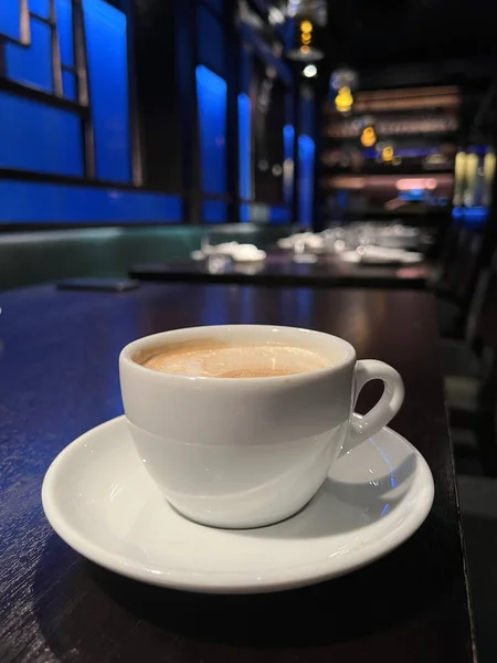 Closeup Coffee Served Table Restaurant Mayfair London — Stock Photo, Image