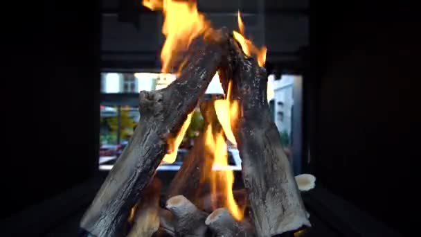 Burning Fireplace Fire — Stock Video