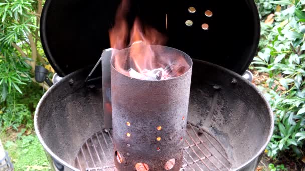 Hete Pot Met Vuur Koken Voedsel Voor Picknick — Stockvideo