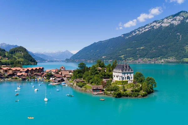 Una Hermosa Toma Castillo Lago Suiza Durante Día —  Fotos de Stock