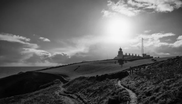 Monochrome Image Lizard Lighthouse Cornwall England Taken Directly Sun — Stock Photo, Image