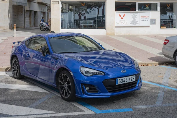 Palamos Spain Nov 2021 Closeup Blue Subaru Brz Model Parked — Fotografia de Stock