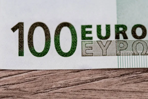 100 Eurobankjegyből Álló Közelkép Részletei Egy Felületen — Stock Fotó