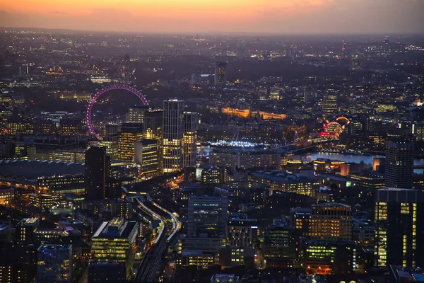 Une Vue Aérienne Londres Illuminée Nuit — Photo