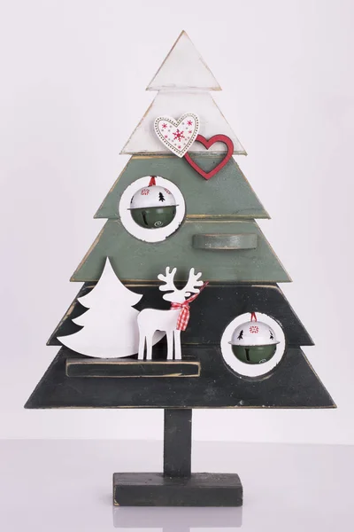 Pequeño Árbol Navidad Decorativo Aislado Sobre Fondo Blanco —  Fotos de Stock