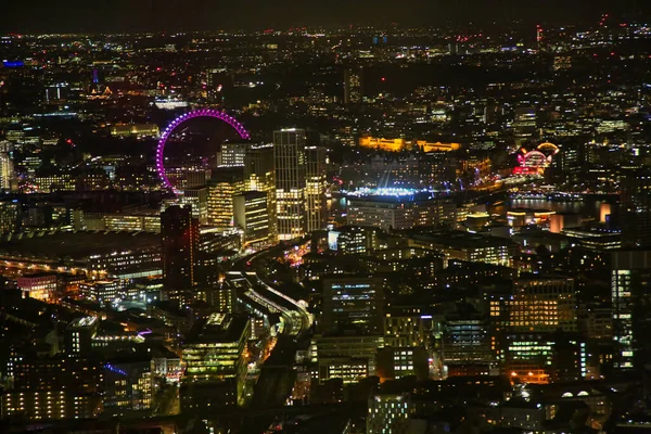 Egy Légi Felvétel Megvilágított Londonról Éjszaka — Stock Fotó
