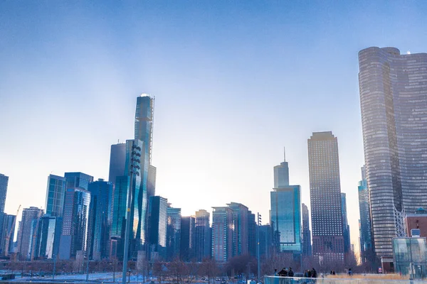 Landscape View Skyscrapers City Winter Chicago Usa — Stock Fotó