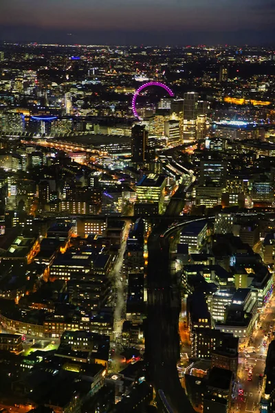 Вид Воздуха Освещенный Лондон Ночью — стоковое фото