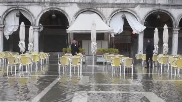 Deštivé Počasí Piazza San Marco Benátkách Itálie Záběry — Stock video
