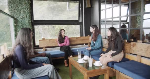 Кадри Друзів Які Добре Проводять Час Разом Кафе Розмовляють Один — стокове відео
