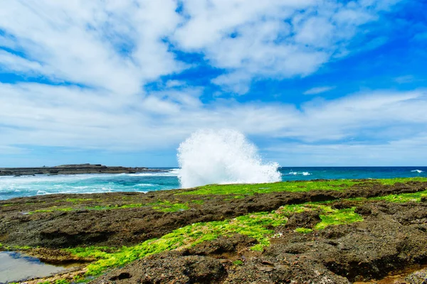 Una Spiaggia Rocciosa Isola Sotto Cielo Blu — Foto Stock