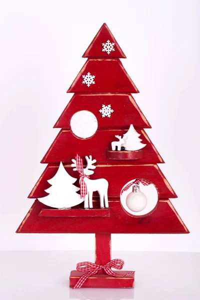 Pequeño Árbol Navidad Decorativo Aislado Sobre Fondo Blanco —  Fotos de Stock
