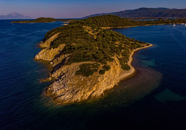 Αεροφωτογραφία Της Στεριάς Και Της Θάλασσας Όμορφο Λαγονήσι Στην Ελλάδα — Φωτογραφία Αρχείου