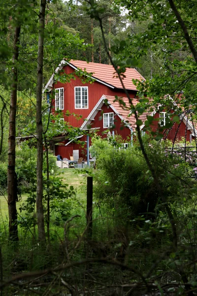 Swedish Red House Forest Sweden — Stock Photo, Image