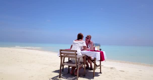 Paar Het Strand Aan Zee — Stockvideo