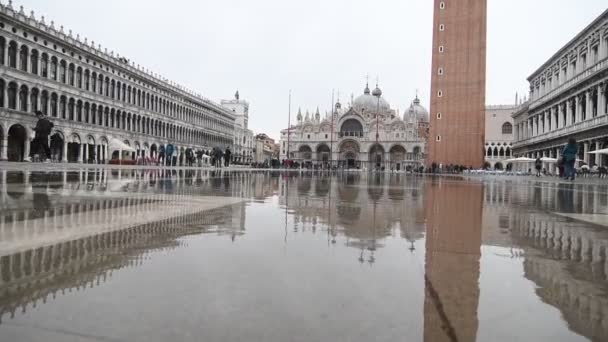ヴェネツィアのサン マルコ広場で雨の天気予報 — ストック動画