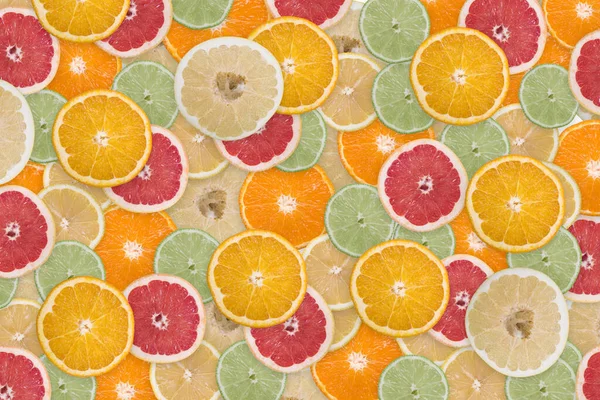 Sada Čerstvých Citrusových Plátků Ideální Pro Pozadí — Stock fotografie