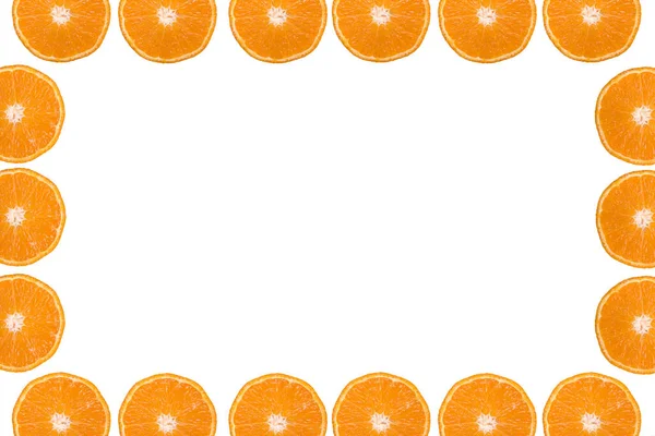 Свіжі Апельсинові Скибочки Ізольовані Білому Тлі Пробілом Копіювання — стокове фото
