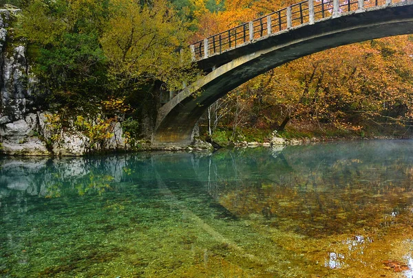 Красивая Осенняя Сцена Ущелье Викос Загори Греческий Регион Эпир — стоковое фото