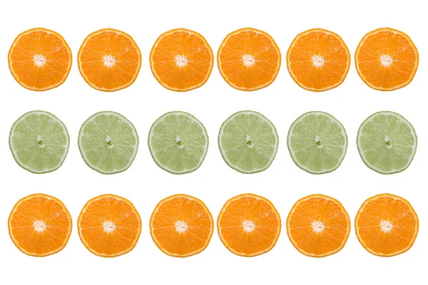 Verse Citrusschijfjes Geïsoleerd Witte Achtergrond — Stockfoto