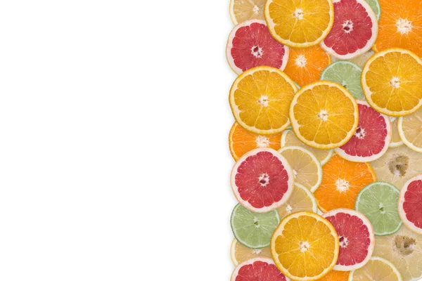 Set Fresh Citrus Slices Isolated White Background Copy Space — Stock Photo, Image