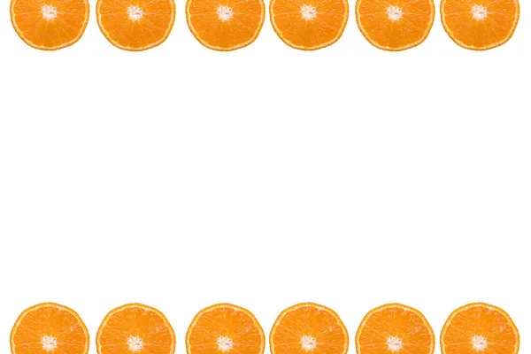 Las Rodajas Naranja Fresca Aisladas Sobre Fondo Blanco Con Espacio — Foto de Stock