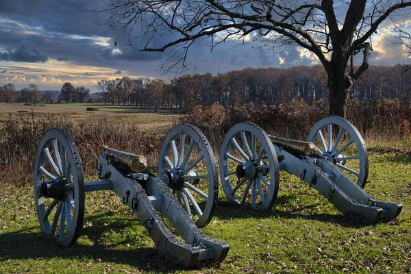 Repliki Pounder Armat Używanych Podczas Rewolucji Amerykańskiej Parku Artylerii Valley — Zdjęcie stockowe