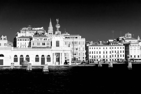 Rivisitazione Artistica Bianco Nero Paesaggio Classico Venezia Punta Della Dogana — Foto Stock