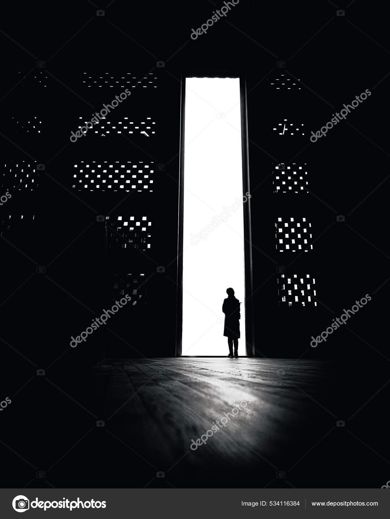 Grayscale photo of man standing near window photo – Free Cloud