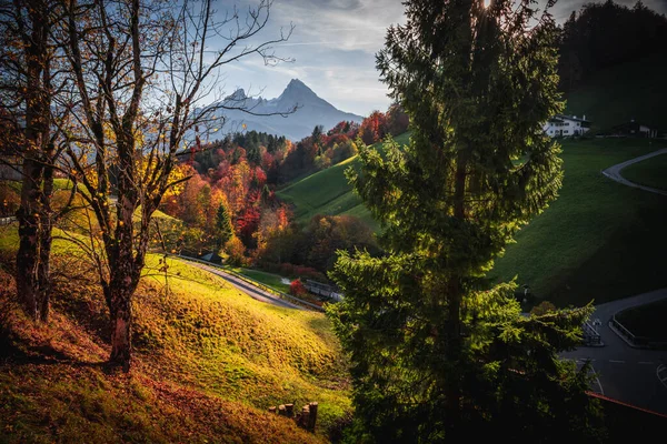 Scenic View Autumnal Field Maria Gern Pilgrimage Church Upper Bavaria — Stockfoto