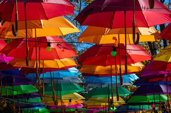 Alley Hanging Umbrellas Municipal Park Reghin City Romania — Photo