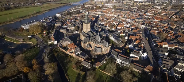 Aerial View Tower Town Zutphen Netherlands Medieval Hanseatic City Center — Stock Photo, Image