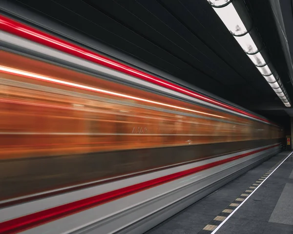 Scenic Shot Metro Train Illuminated Motion — Stock Fotó