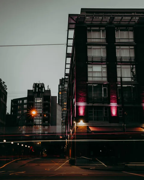 City Buildings Blurred Lights Night — Fotografia de Stock