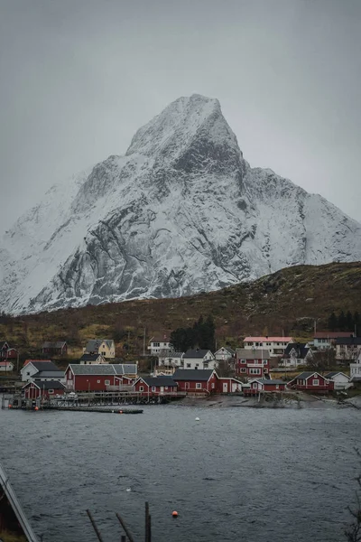 Mlhavý Zimní Výhled Lofotenské Ostrovy Norsko — Stock fotografie