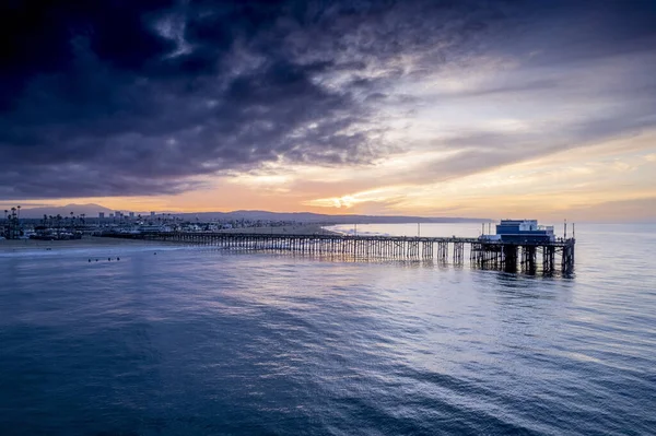 Una Vista Aérea Puente Largo Newport Beach California Atardecer — Foto de Stock