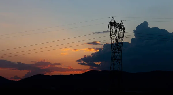 Electrical Pole Scenic Sunset — Stock Fotó