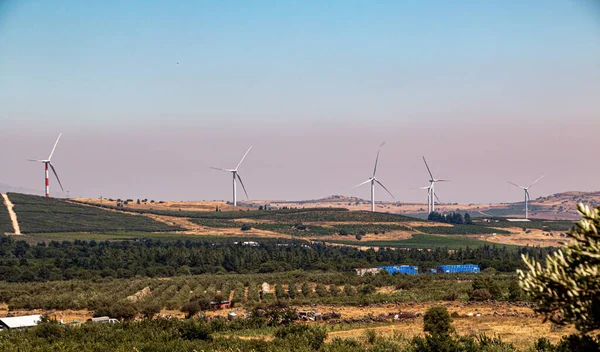 Wind Turbines Sunny Morning — Zdjęcie stockowe