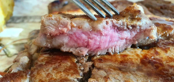 Selective Focus Shot Delicious Steak —  Fotos de Stock