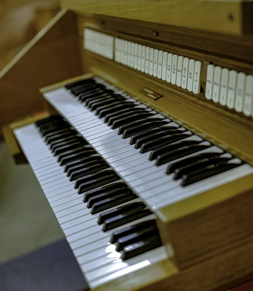Selective Focus Shot Pipe Organ Keyboard — Fotografia de Stock