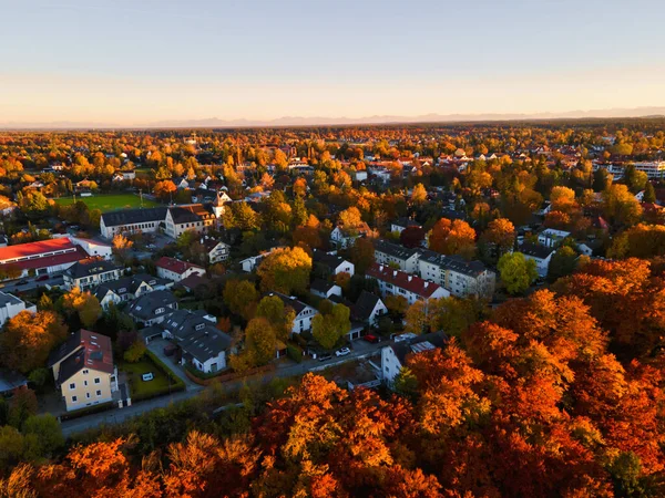 Aerial View Suburbs Munich Germany Autumn — Stockfoto