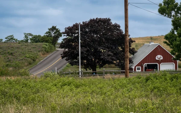 Beautiful Shot Red Barn Road Countryside — Photo