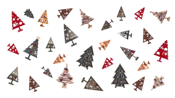 Many Types Christmas Tree Home Decors Isolated White Background — Stockfoto