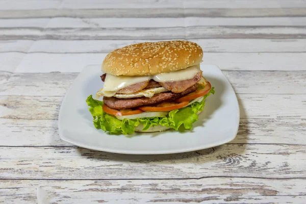 Closeup Shot Homemade Burger — Fotografia de Stock