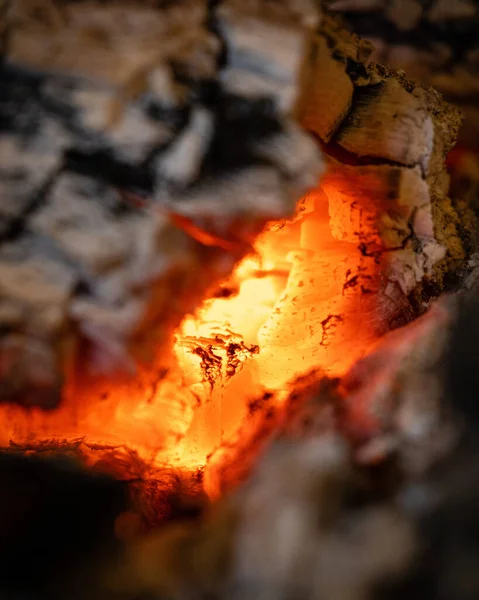 Closeup Shot Flames Burning Wood — стоковое фото