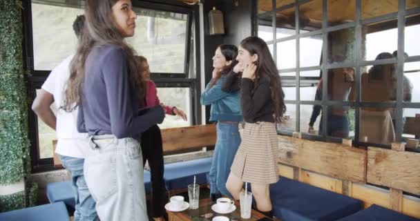 Footage Friends Having Good Time Together Cafe — Stock videók