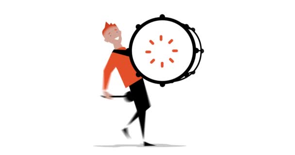 Drumming Cartoon Man Animation Design Concept — Stock Video