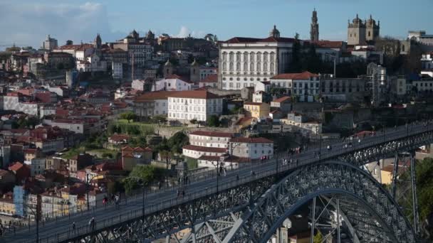 Zdjęcia Lotnicze Mostu Dom Luis Porto Portugalia — Wideo stockowe